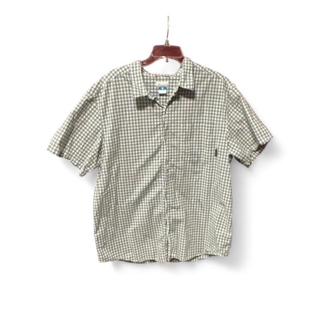 Columbia Short-Sleeve Check Button-Down Shirt - Olive & White